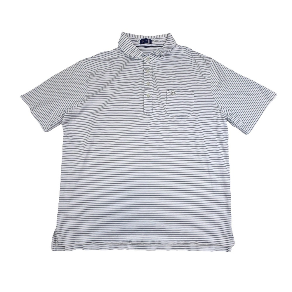 Stitch Golf Performance Polo Shirt Blue White Striped Mens XL Short Sleeve